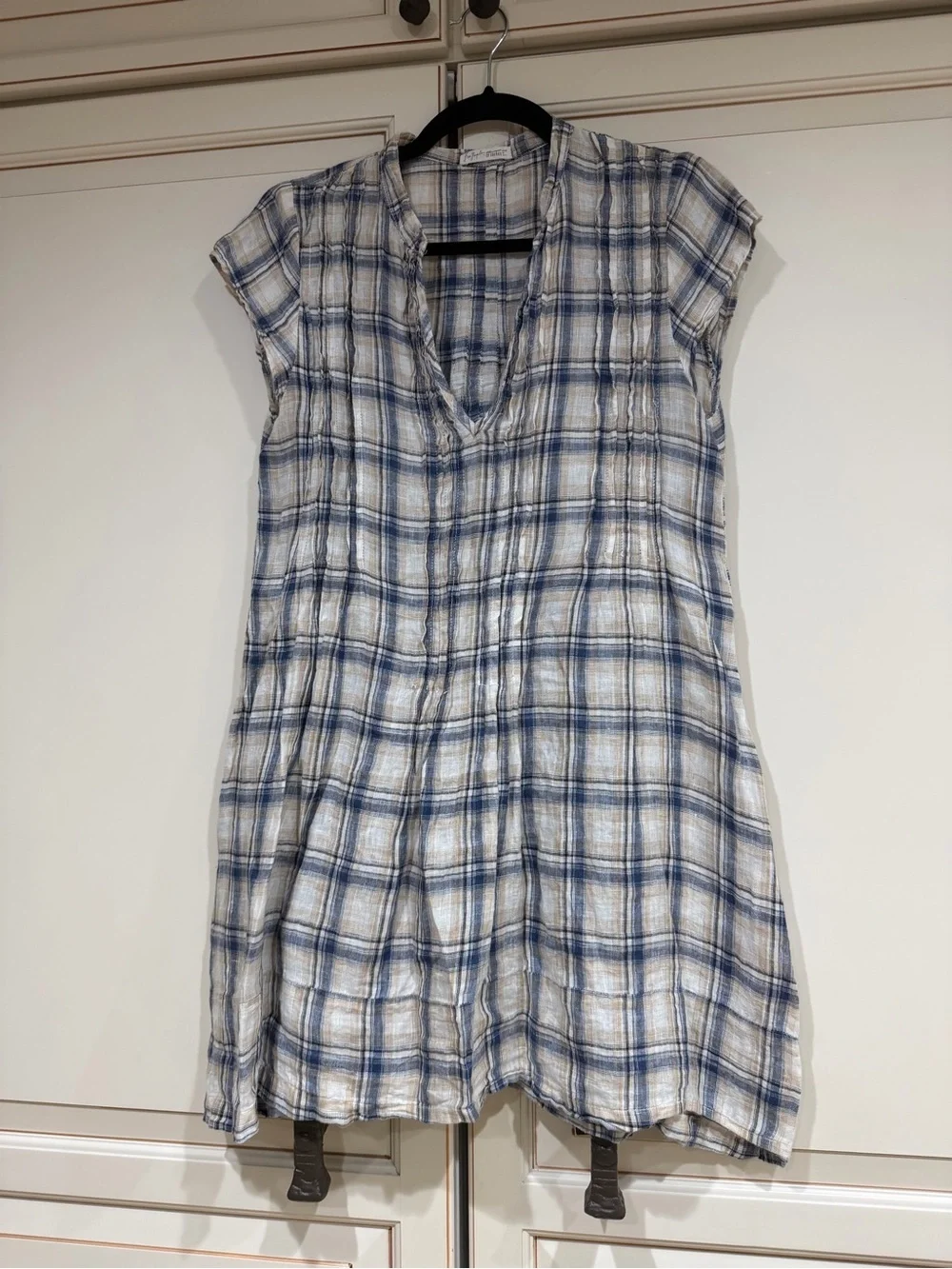 Free People CP Shades plaid river tunic linen mini dress (121)